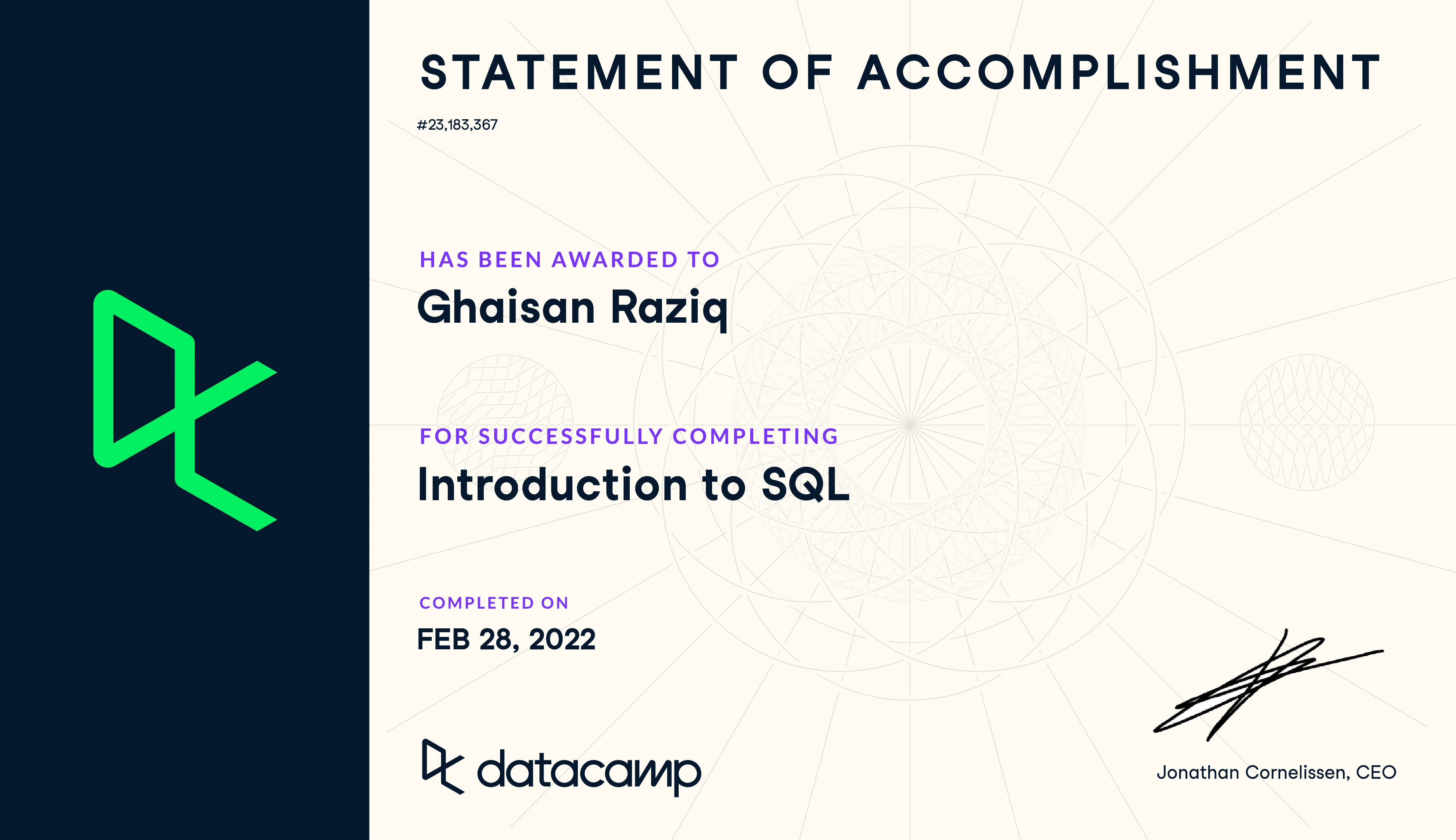 DataCamp SQL Professional